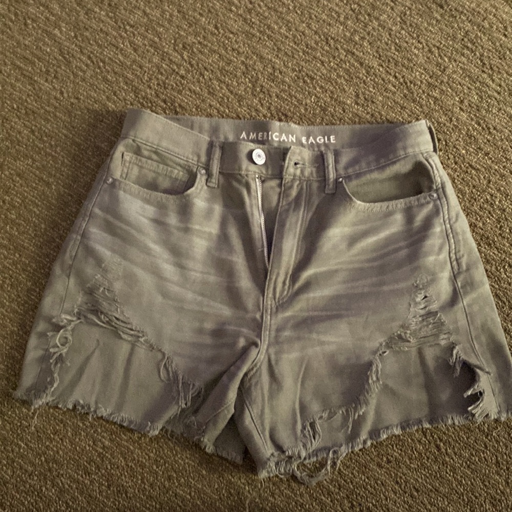 Green jean shorts